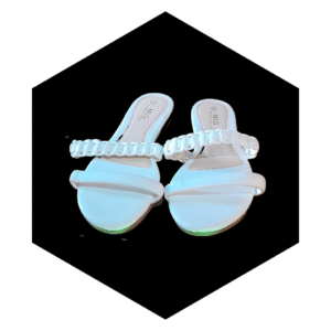 WOMEN'S WHITE AND SILVER FLAT SHOES OR SANDALS