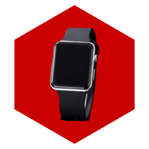 DIGITAL LED WATCH WITH A BLACK SILICON STRAP AND A SILVER-COLORED CASING