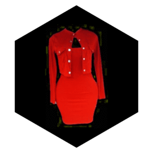 2PCS MINI SKIRT AND LONG-SLEEVE TOP WITH BUTTONS