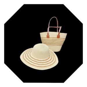 WOVEN HANDBAG AND FEDORA HAT FOR WOMEN