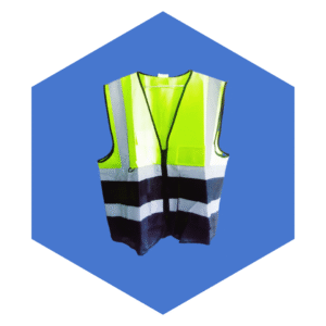 GREEN/BLACK SAFETY REFLECTOR VEST WITH SIDE POCKETS AND ZIPPER