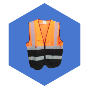 ORANGE/BLACK REFLECTOR VEST WITH SIDE POCKETS AND ZIPPER