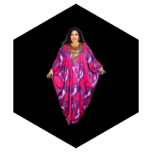 WOMEN'S LOOSE-FITTING KAFTAN BOUBOU DRESS VIBRANT PRINT