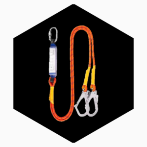 FALL PROTECTION SAFETY LANYARDS WITH DOUBLE-HOOK AND SHOCK ABSORBER